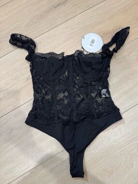 Princess Polly Black Lace Bustier Bodysuit